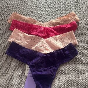 Petite Lace Thong Set in Pink, Purple, and Peach OS fits size 0-4
